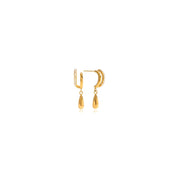 Double hoop earrings with gold teardrop charm