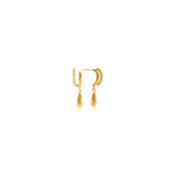 Gold Teardrop Charm Hoop Earrings