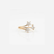 Crystal Flower & Butterfly Open Ring | Gold
