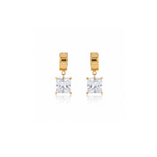 Square Crystal Huggie Drop Earrings – Gold