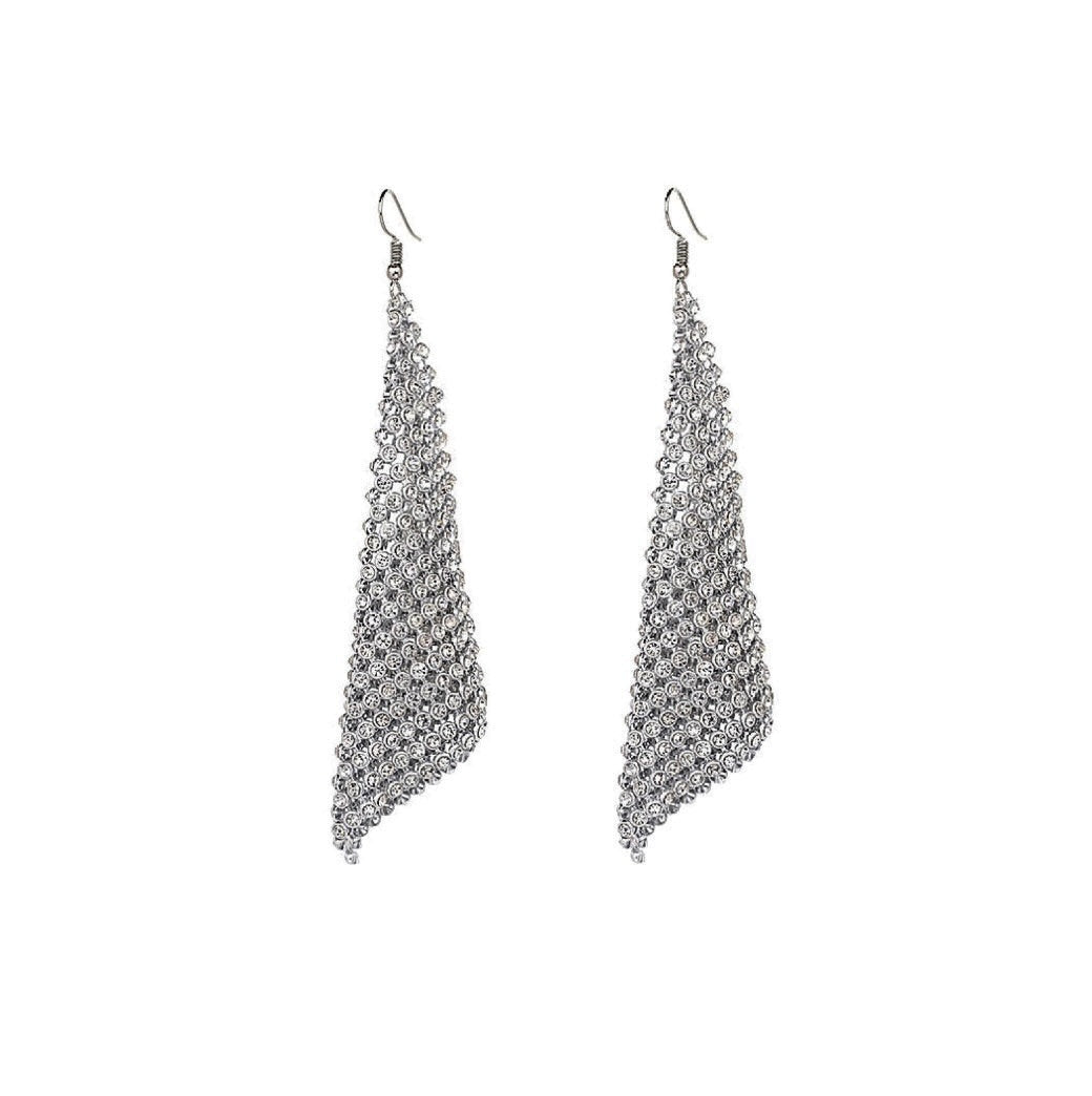 Silver diamanté mesh earrings 