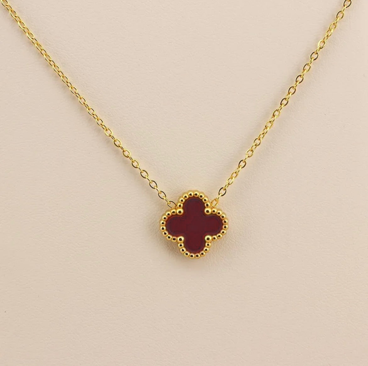 Burgundy Clover Necklace