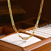 Gold paperclip chain necklace 