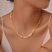 Gold paperclip chain necklace 