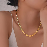 Gold paperclip chain necklace 