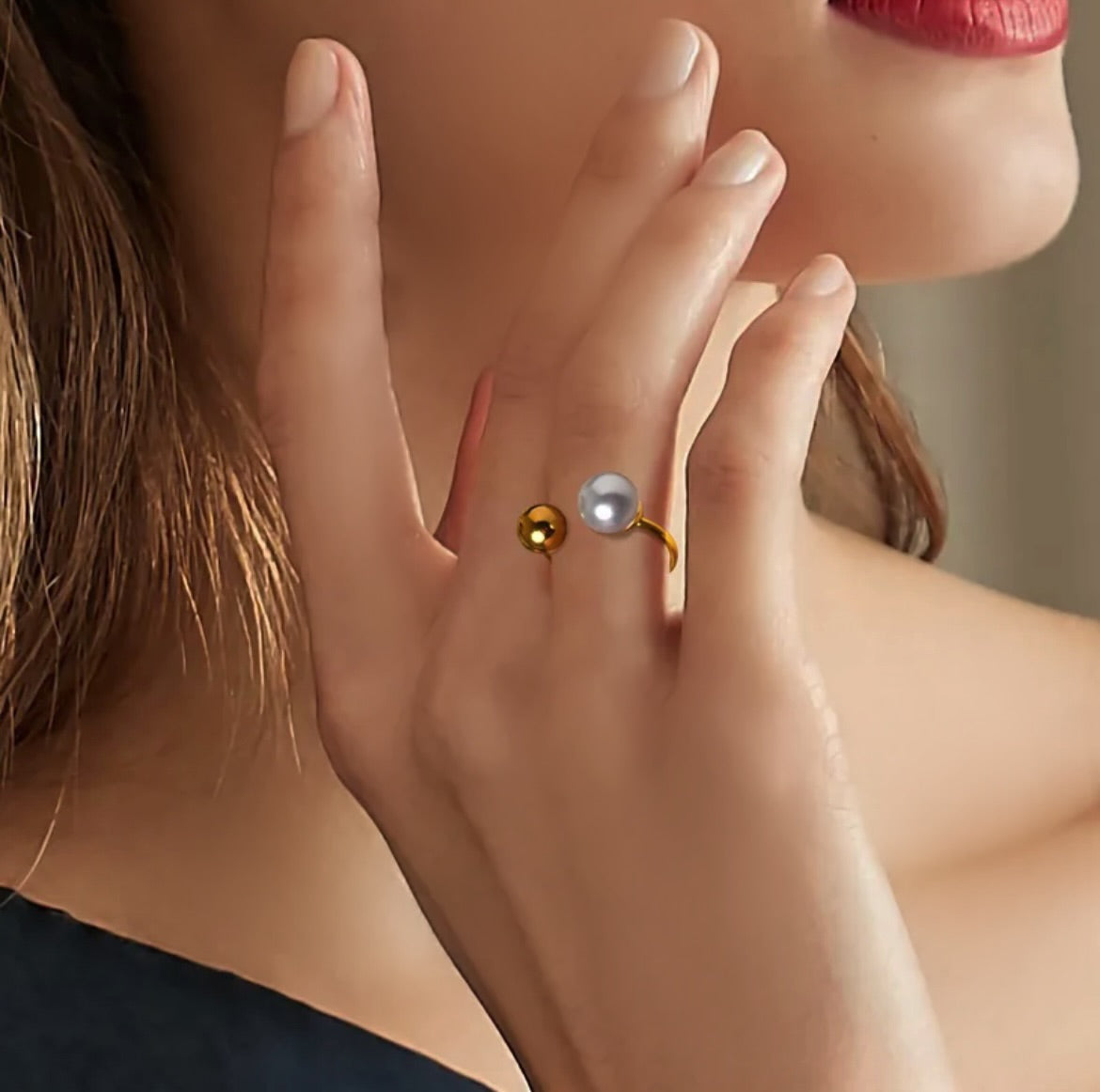 Gold Pearl Ring 