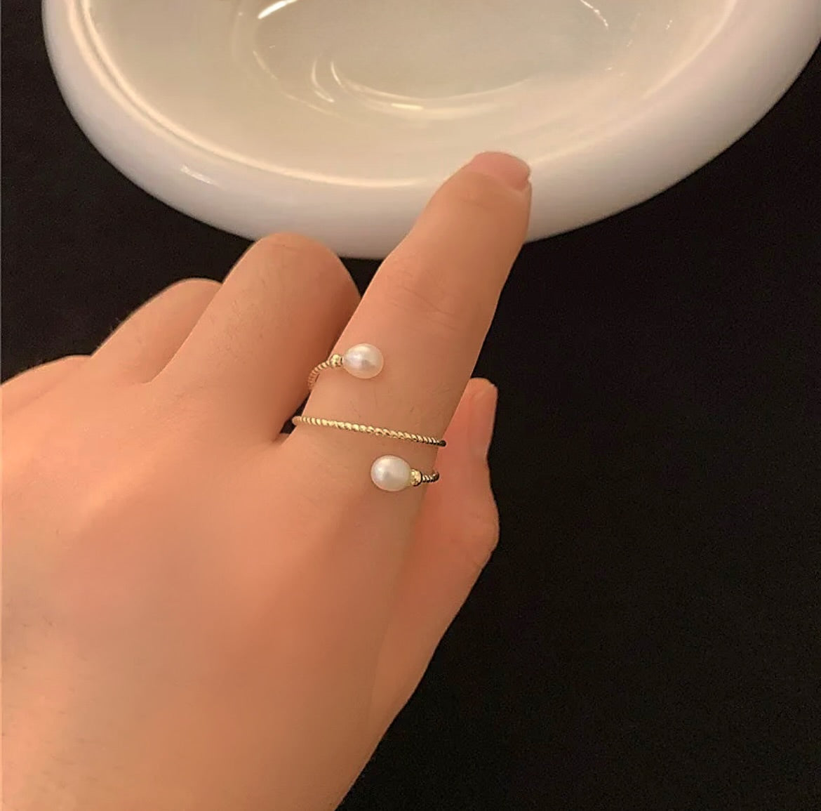 Dainty pearl ring 