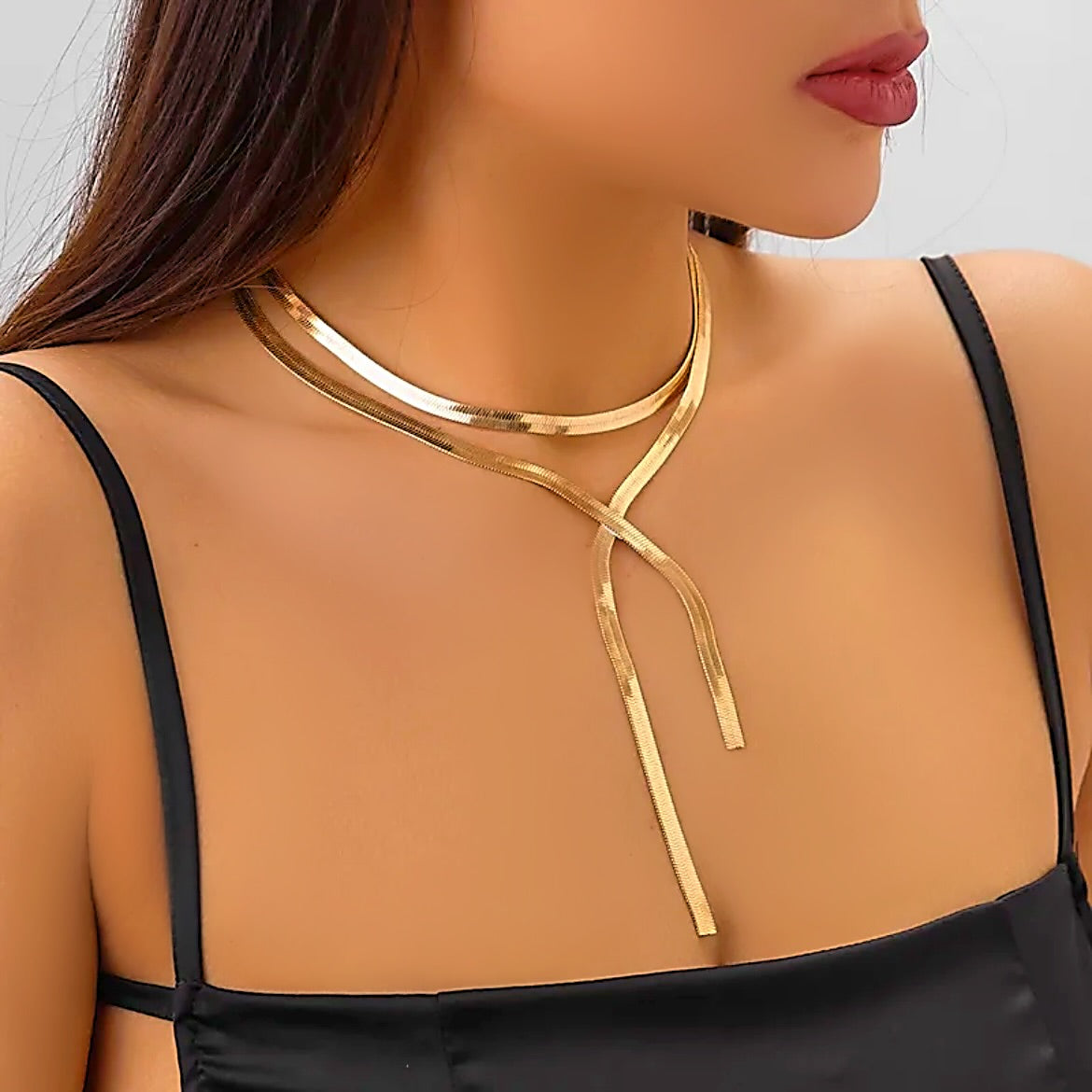 Gold snakeskin statement necklace 