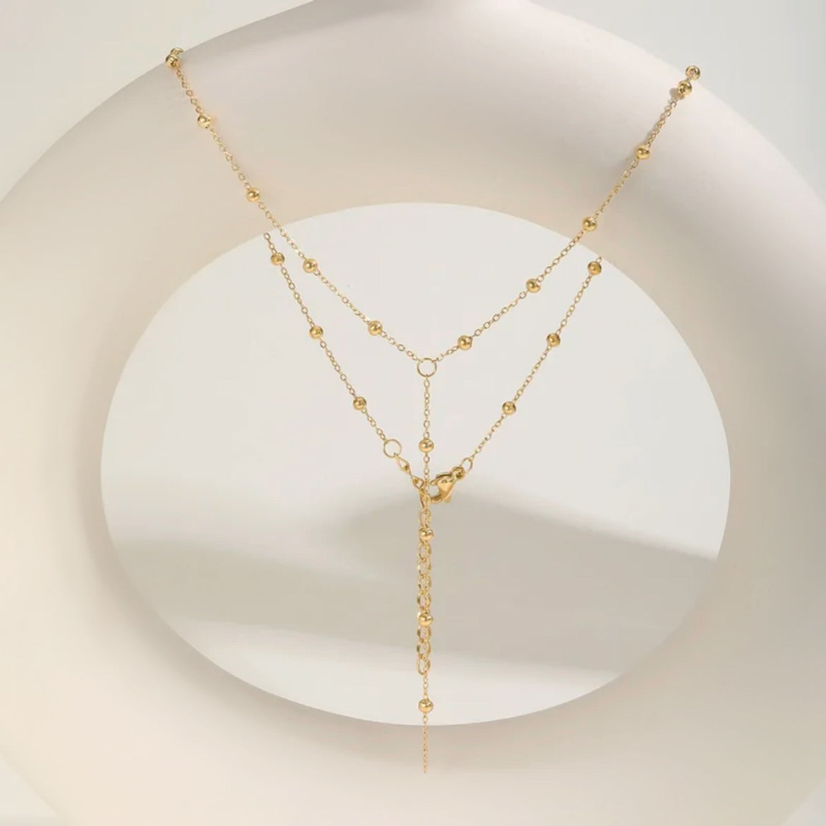 Gold bead y chain 