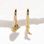 Gold cowboy boot earrings 