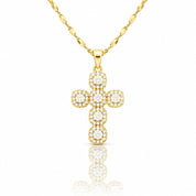 Gold Halo Cross Necklace