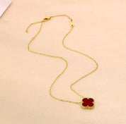 Burgundy clover necklace