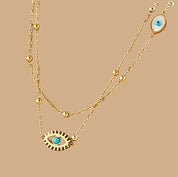 Evil eye layered necklace