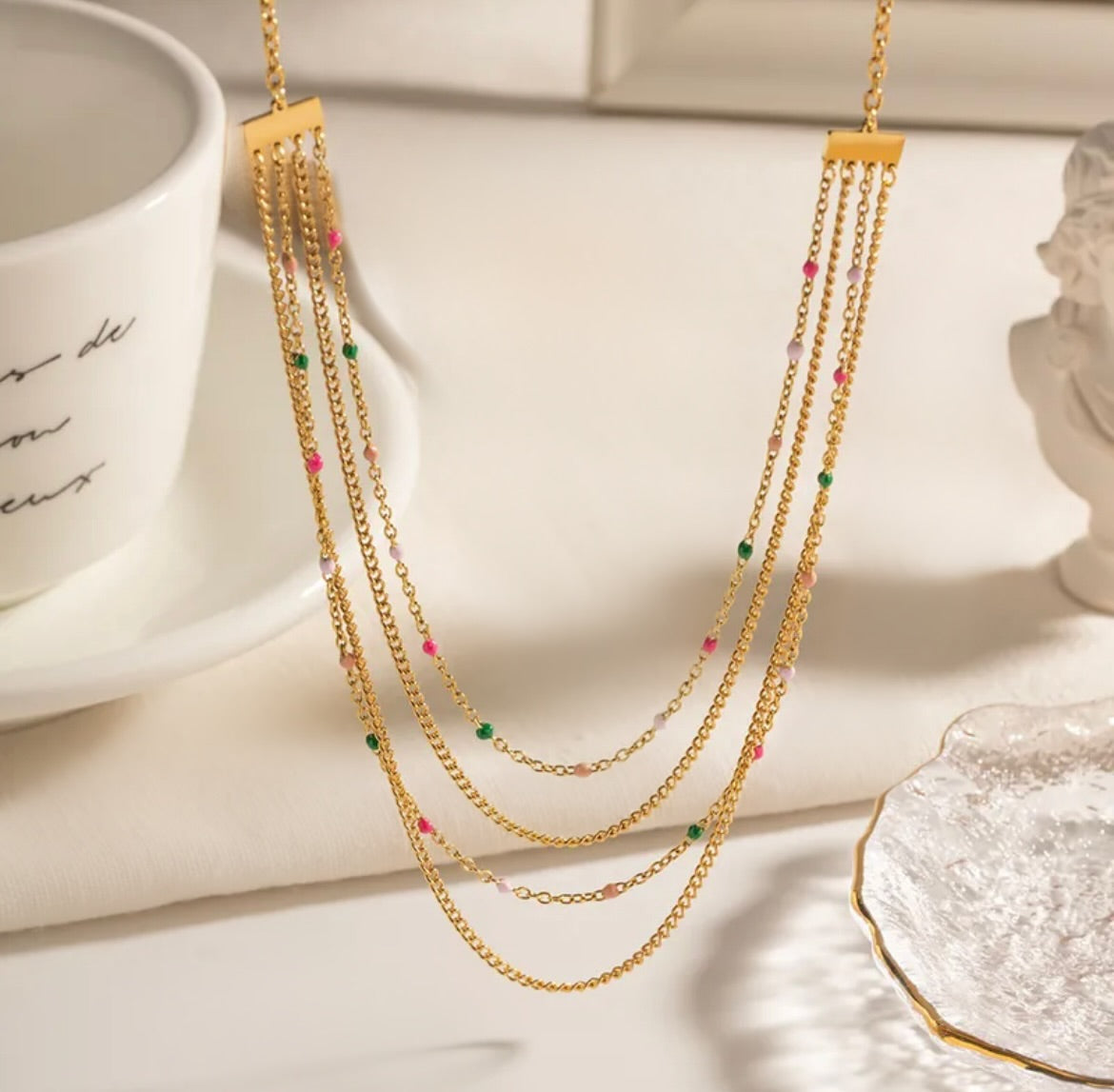 Colourful layered necklace