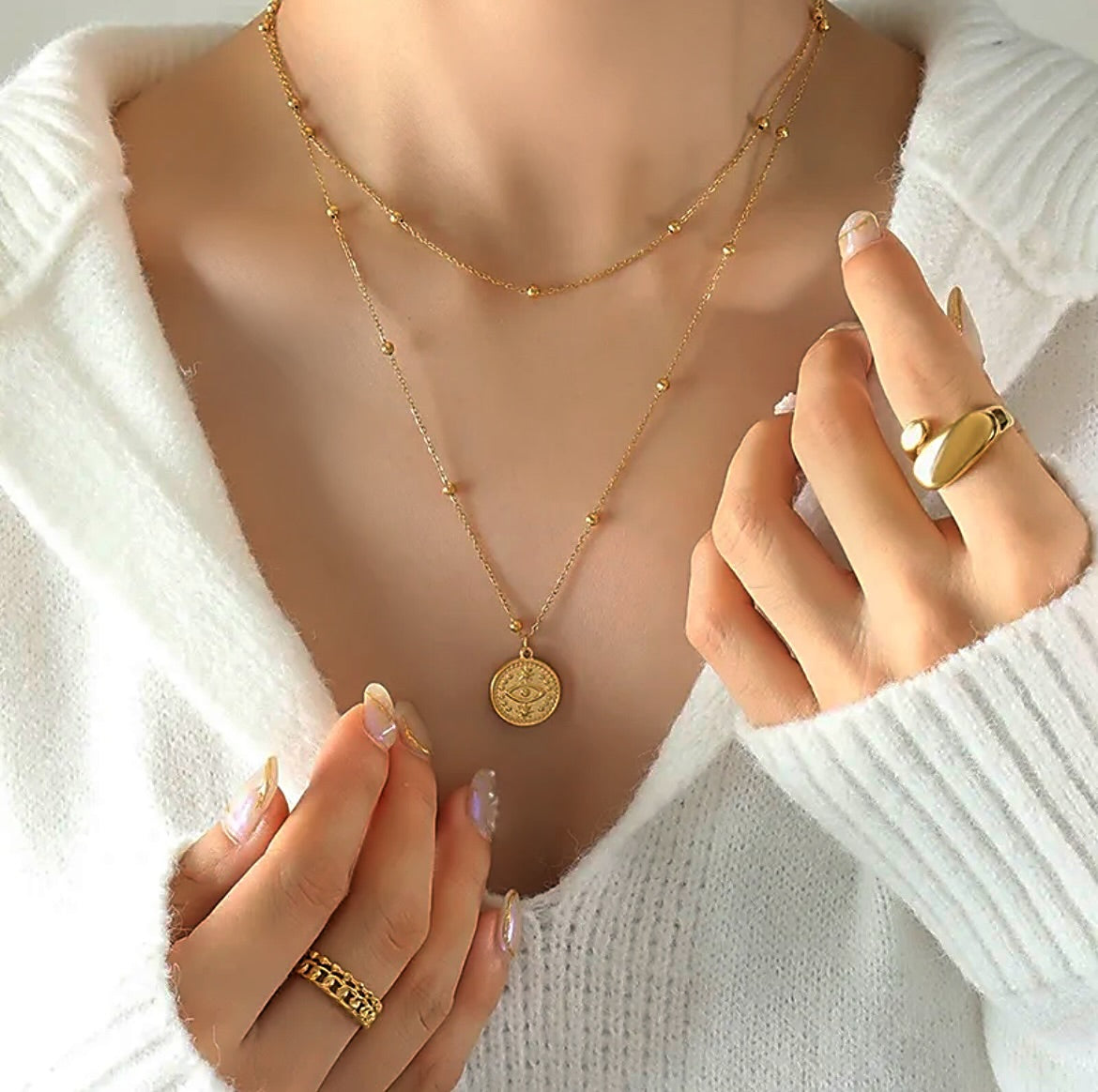 Gold Coin Layered Necklace