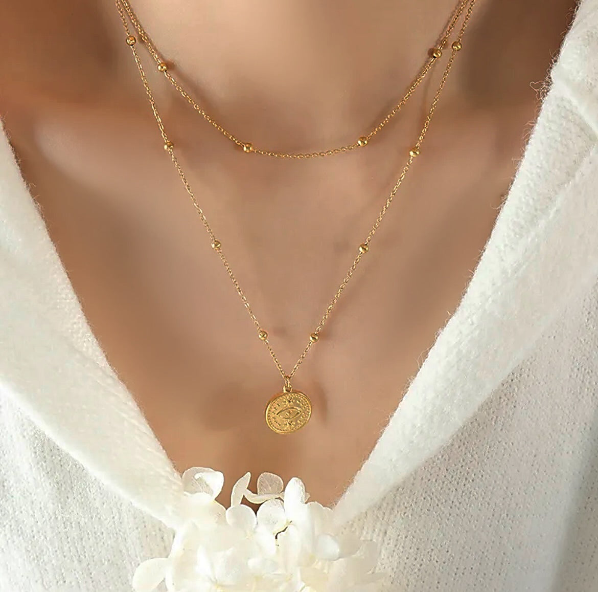 Gold Coin Layered Necklace