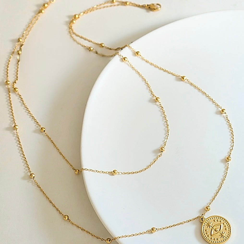 Gold Coin Layered Necklace