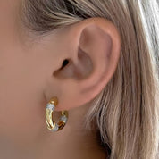 Gold hoop earrings with diamonds 