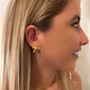 Gold bow earrings 