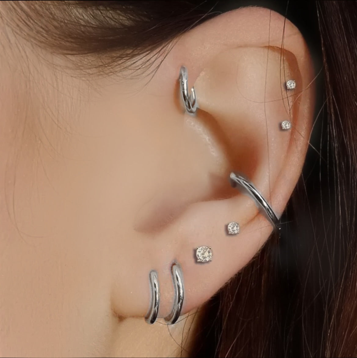 Silver ear stack 