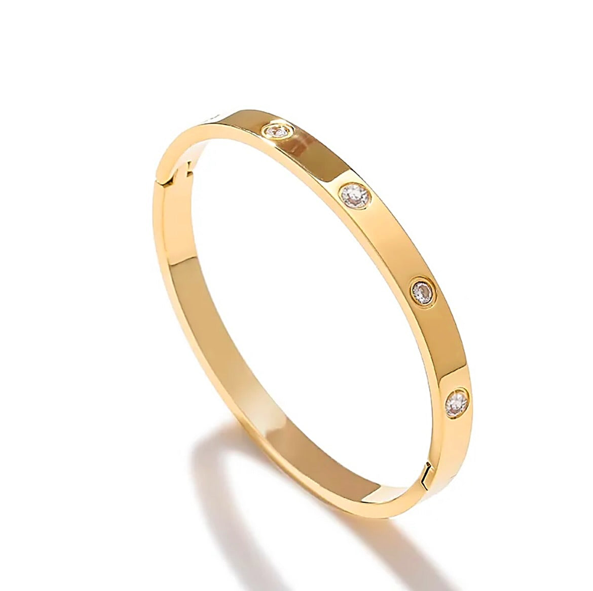 Diamanté dotted gold bangle 