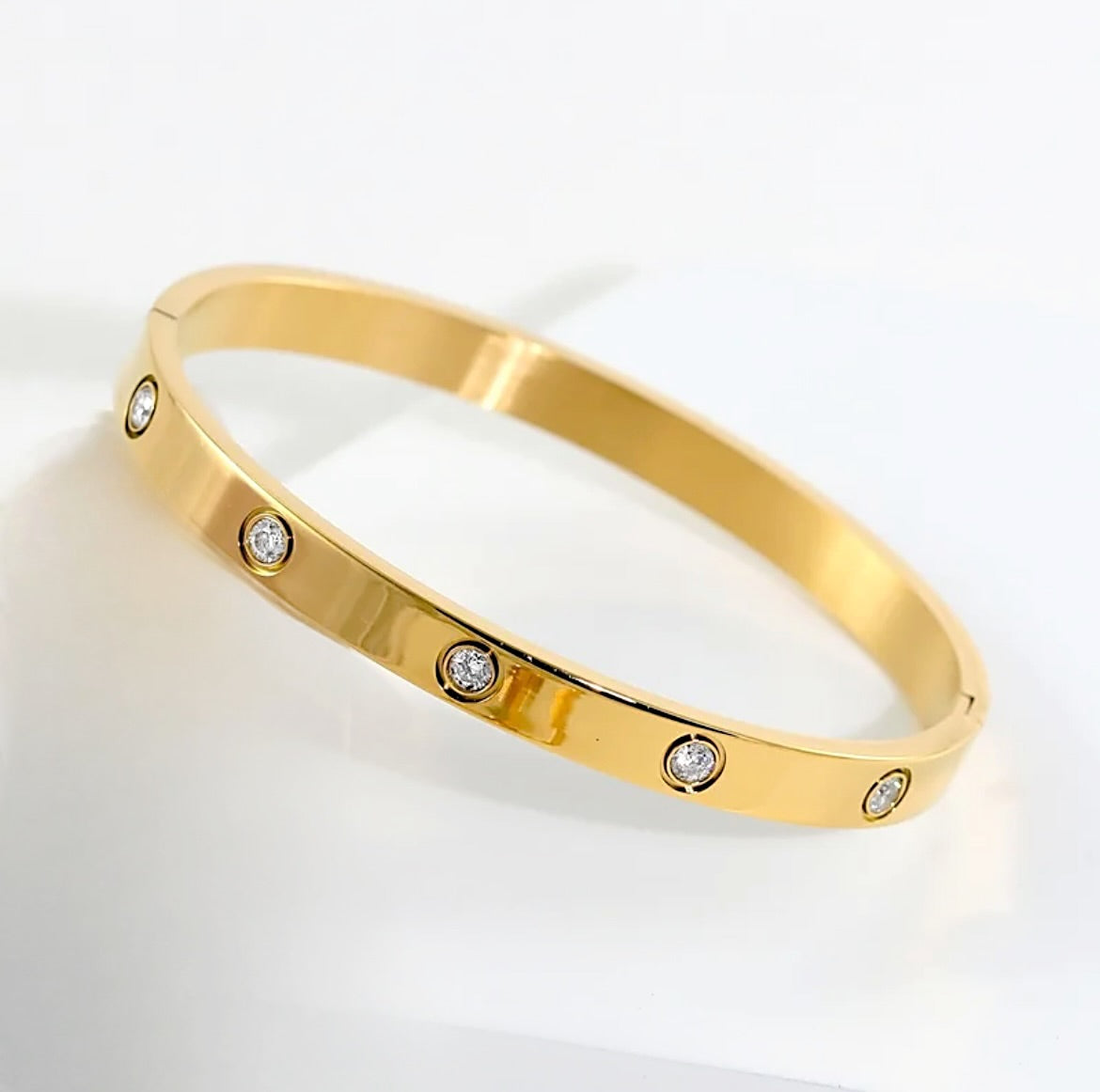 Diamanté dotted gold bangle 