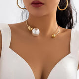 Gold Pearl Torc Necklace