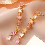 Pink crystal drop earrings 