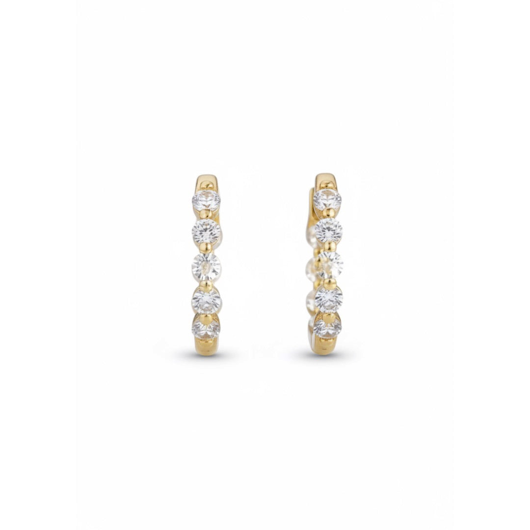 Gold Crystal Huggie Earrings