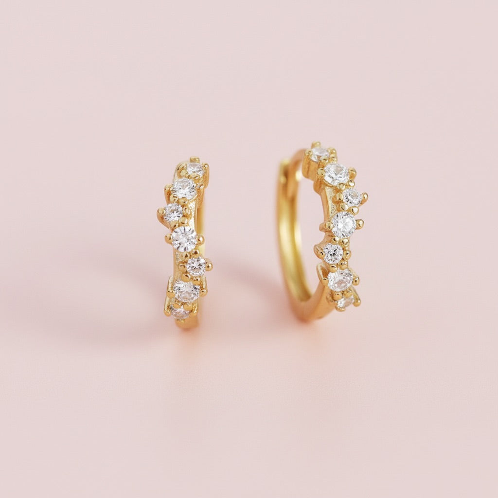 Gold Crystal Ring Huggie Earrings