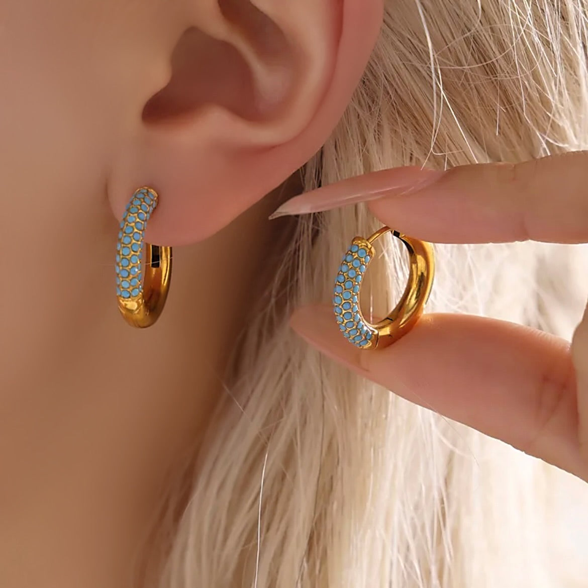 Turquoise hoop earrings