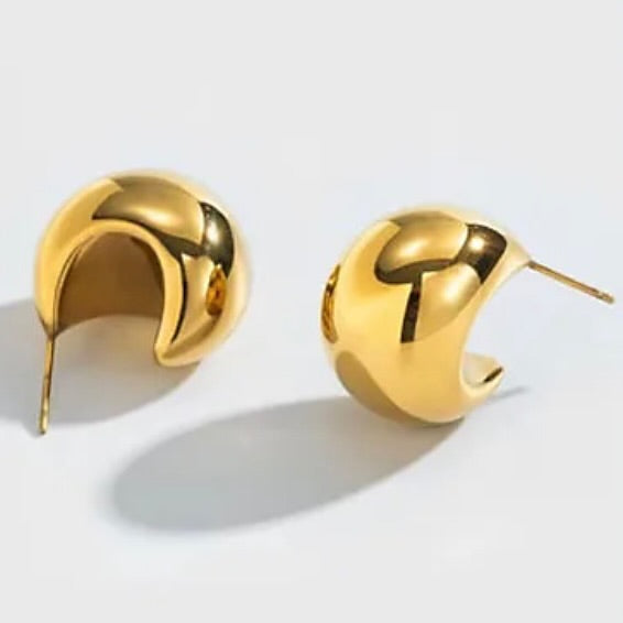Gold dome hoop earrings 