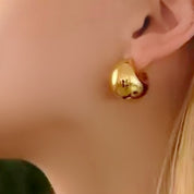 Gold dome hoop earrings 
