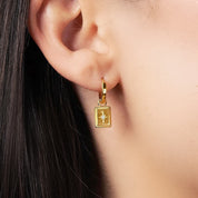 Gold rectangle huggie earrings 