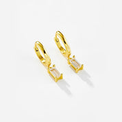 Gold huggie earrings with rectangle crystal stone 