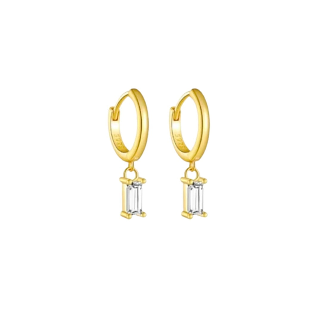 Rectangle diamond huggie earrings