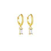 Rectangle diamond huggie earrings