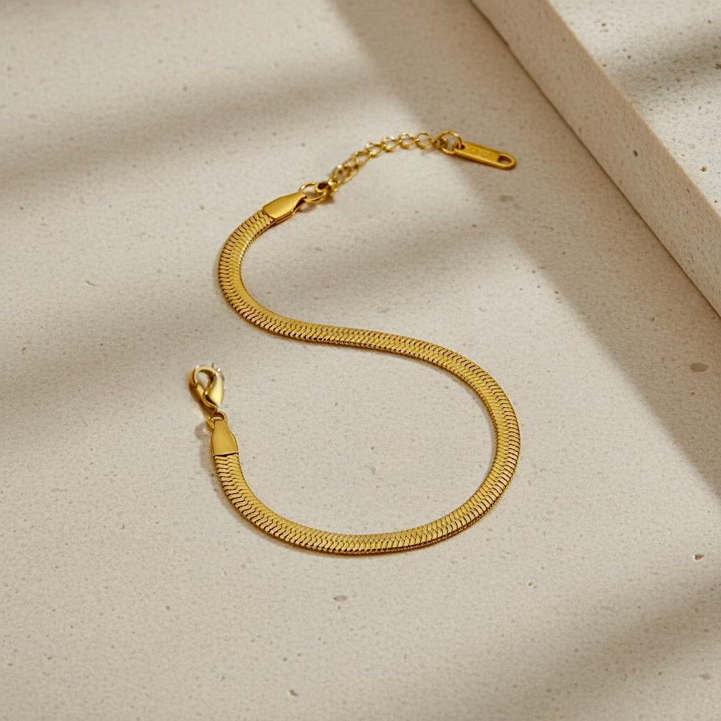 Gold Snakeskin Bracelet 4mm