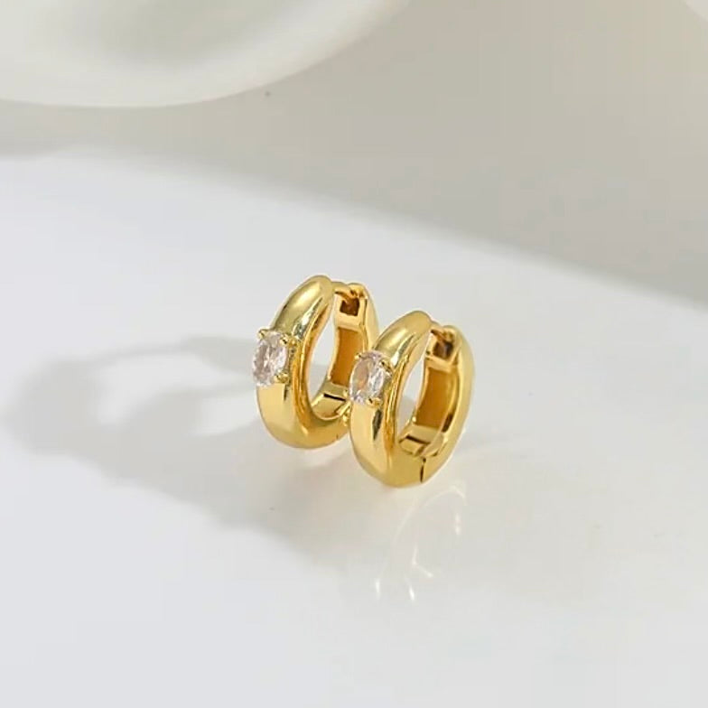 Crystal stone hoop earrings 