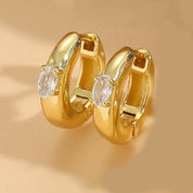 Crystal stone hoop earrings 