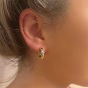 Crystal stone hoop earrings 
