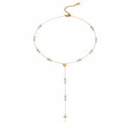 Gold Star Pearl Y-Drop Necklace