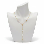 Gold Star Pearl Y-Drop Necklace
