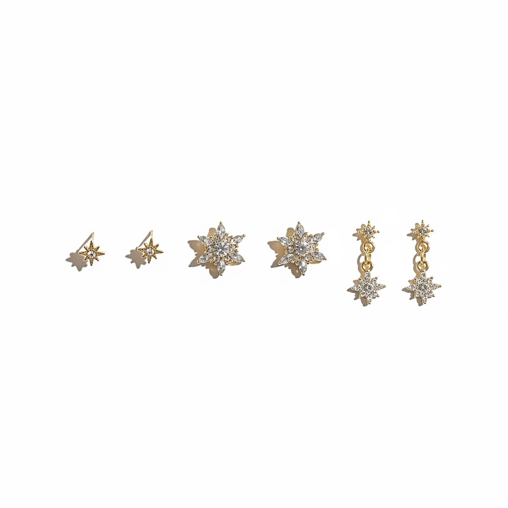 Rhinestone Star Earring Stack