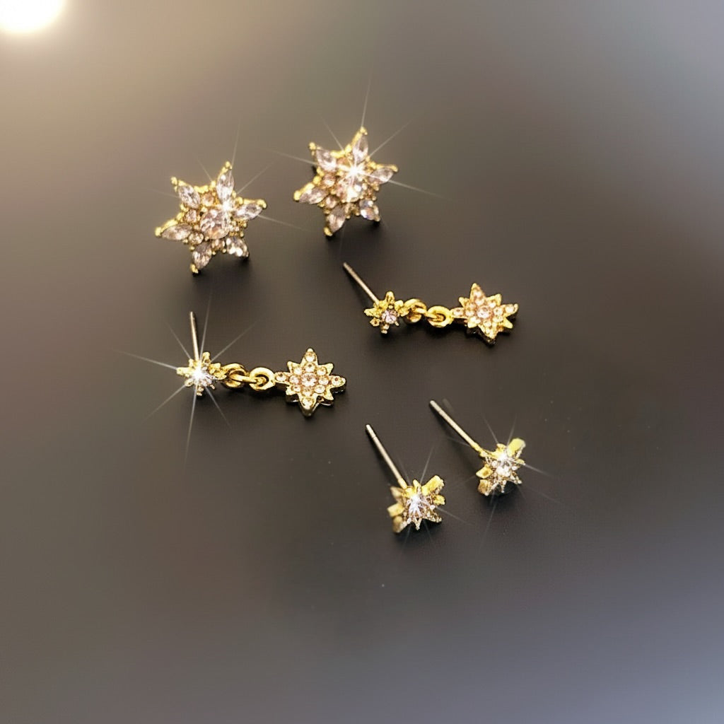 Rhinestone Star Earring Stack