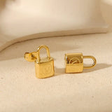 Gold Lock Earrings