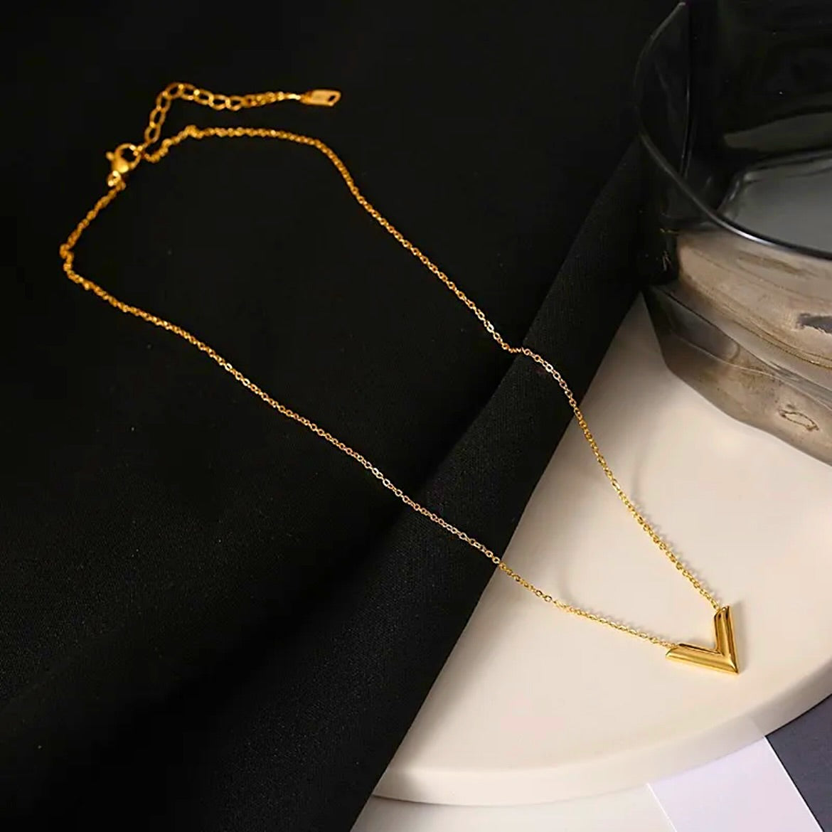 Gold v necklace 