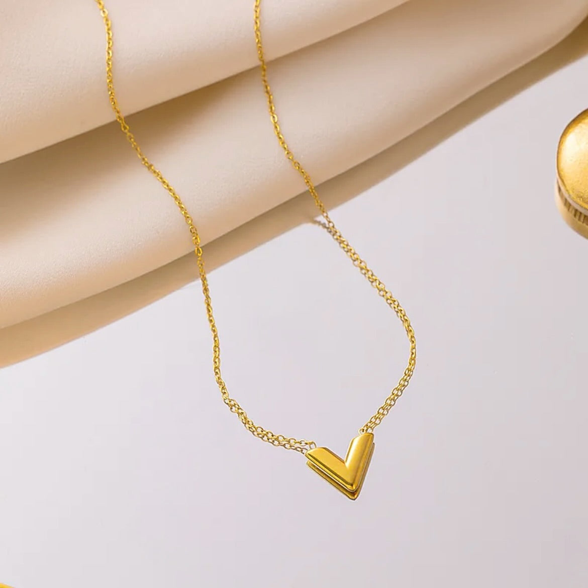 Gold v necklace 