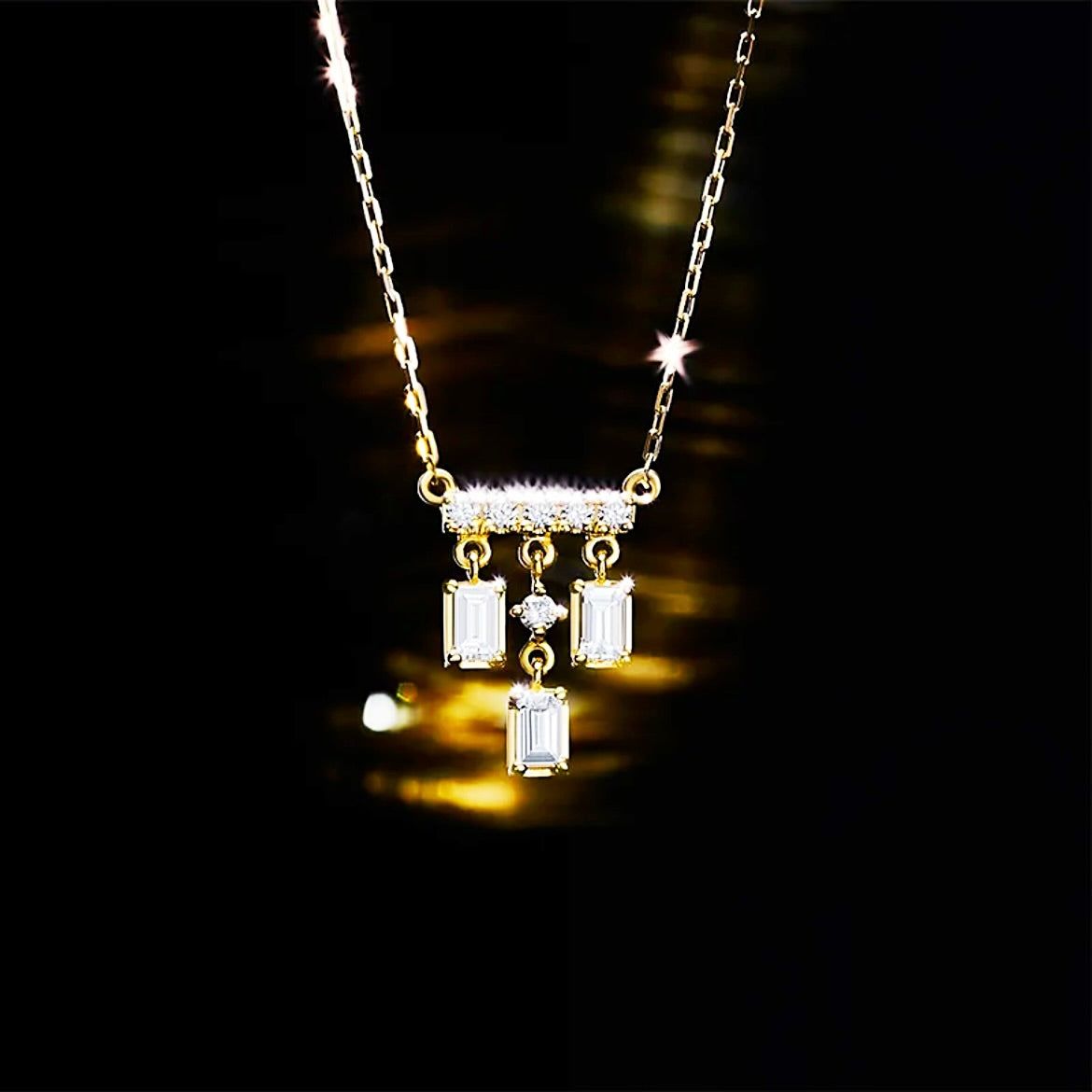 Rectangle diamond pendant necklace 