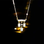 Rectangle diamond pendant necklace 